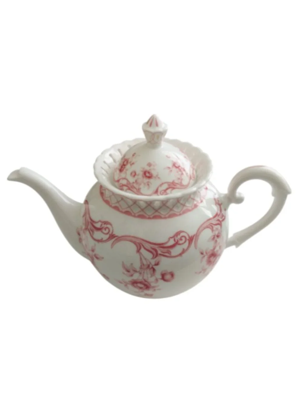 Gracie China Coastline Imports Pink Vine Floral Teapot Bone China Like New
